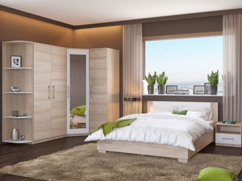 Спальня «Аврора», Дуб сонома/Белый