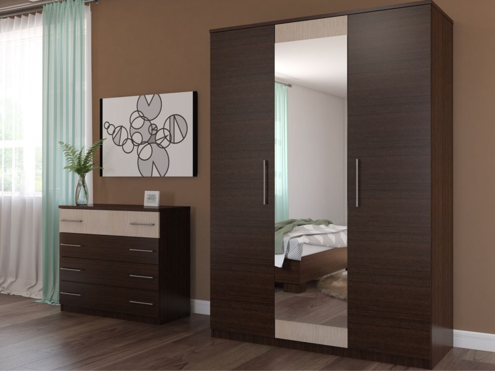 Спальня «Аврора» 3дв шк, Венге/Дуб молочный в магазине «На диване» в Москве — Выгодная цена