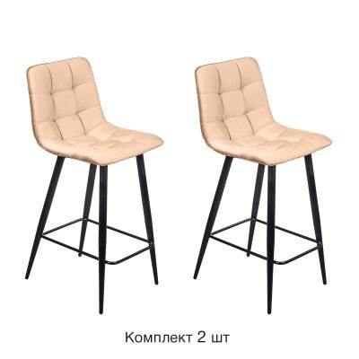 Стул полубарный UNO, комплект (2 шт), бархат бежевый 5 / чёрный конус Стул полубарный UNO, комплект (2 шт), бархат бежевый 5 / чёрный конус