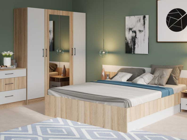 Спальня «Алена» 4 дв. шк, Дуб сонома/белый Спальня «Алена» 4 дв. шк, Дуб сонома/белый