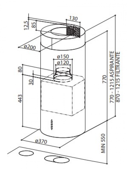 Островная вытяжка Faber CYLINDRA IS./4 EV8 X A37 110.0332.308 в магазине «На диване» в Москве  — Выгодная цена