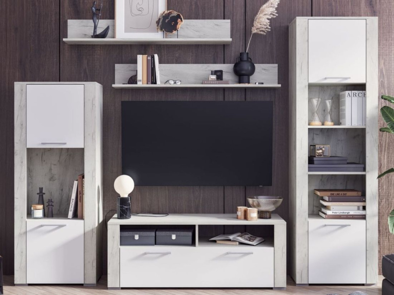 Стенка «Мирослава», МДФ Софт вайт/ Дуб Крафт Белый