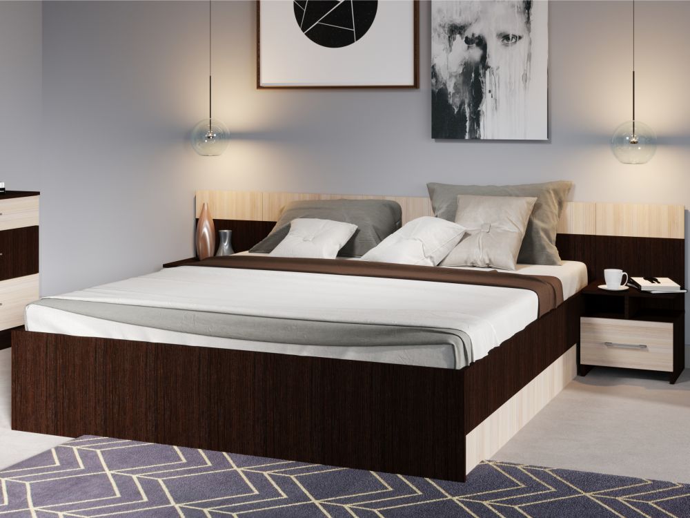 Спальня «Алена» без шкафа, Венге/Дуб молочный в магазине «На диване» в Москве — Выгодная цена Спальня «Алена» без шкафа, Венге/Дуб молочный в магазине «На диване» в Москве — Выгодная цена