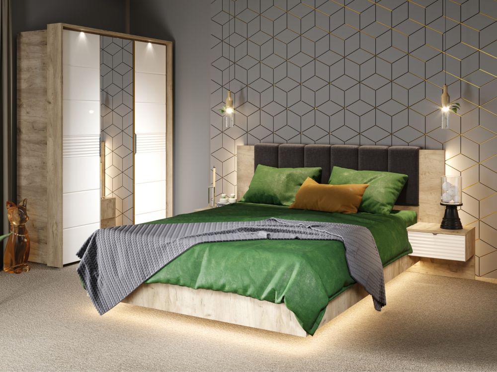 Спальня «Джулия» 3 дв шк, Крафт серый/белый глянец в магазине «На диване» в Москве — Выгодная цена