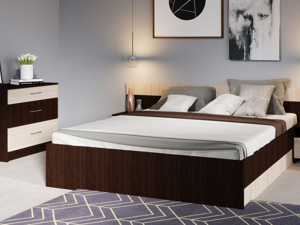 Спальня «Алена» без шкафа, Венге/Дуб молочный в магазине «На диване» в Москве — Выгодная цена Спальня «Алена» без шкафа, Венге/Дуб молочный в магазине «На диване» в Москве — Выгодная цена