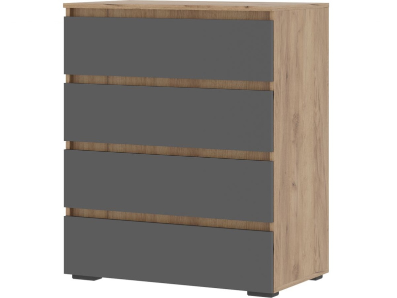 Комод «Хелен» КМ-02, 4 ящика, графит/дуб крафт золотой