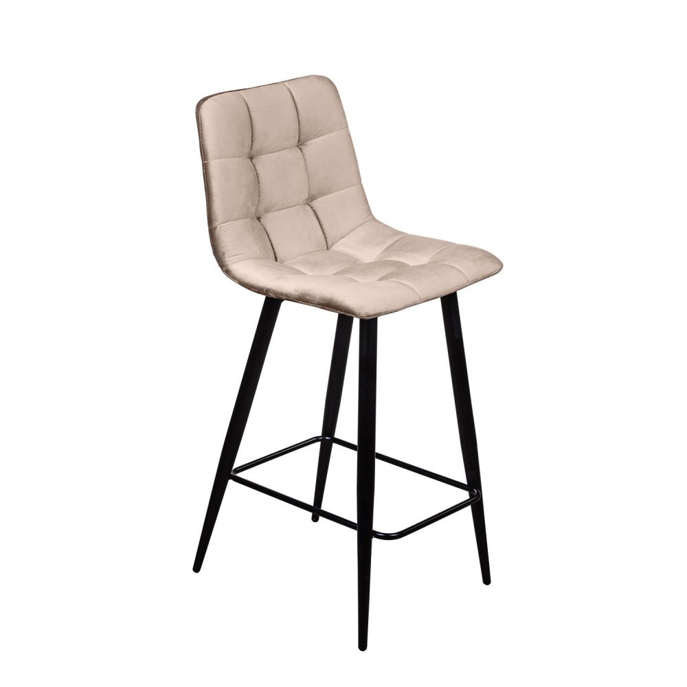 Стул полубарный UNO, комплект (2 шт), бархат пепельно-бежевый 25 / чёрный конус в магазине «На диване» в Москве — Выгодная цена Стул полубарный UNO, комплект (2 шт), бархат пепельно-бежевый 25 / чёрный конус в магазине «На диване» в Москве — Выгодная цена
