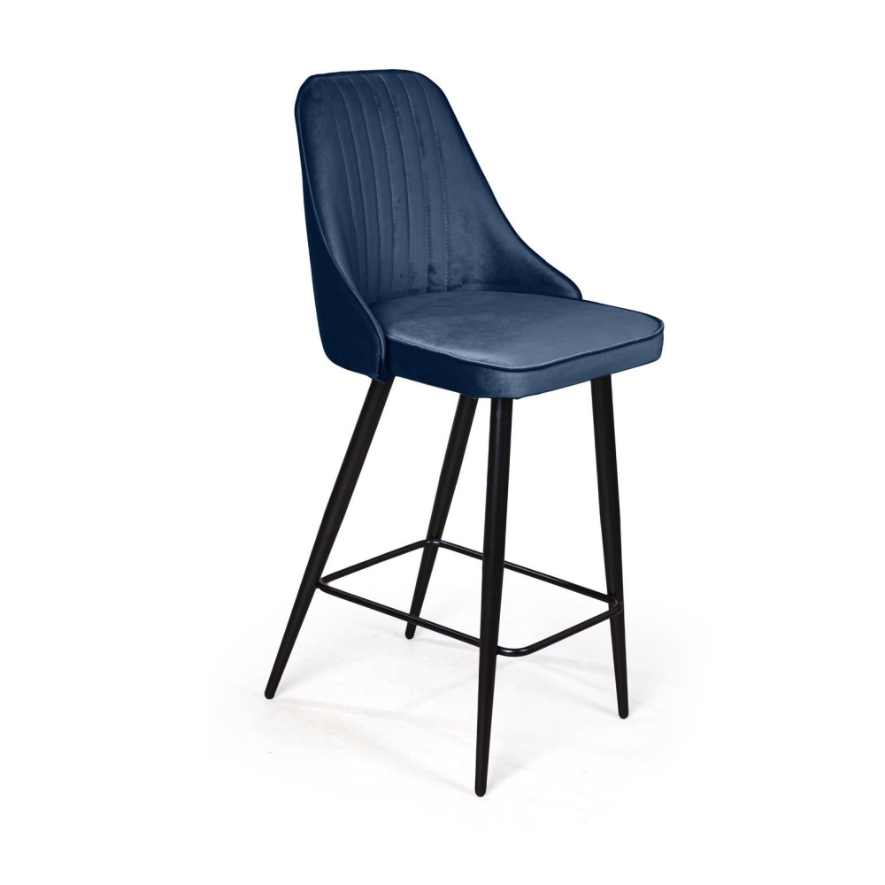 Стул полубарный Berg, бархат синий 29/ чёрный конус в магазине «На диване» в Москве — Выгодная цена