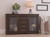 Комод Греденция Dreamline Палермо (4 ящика со стеклом) бук-дымчатый темный дуб 156х53х94