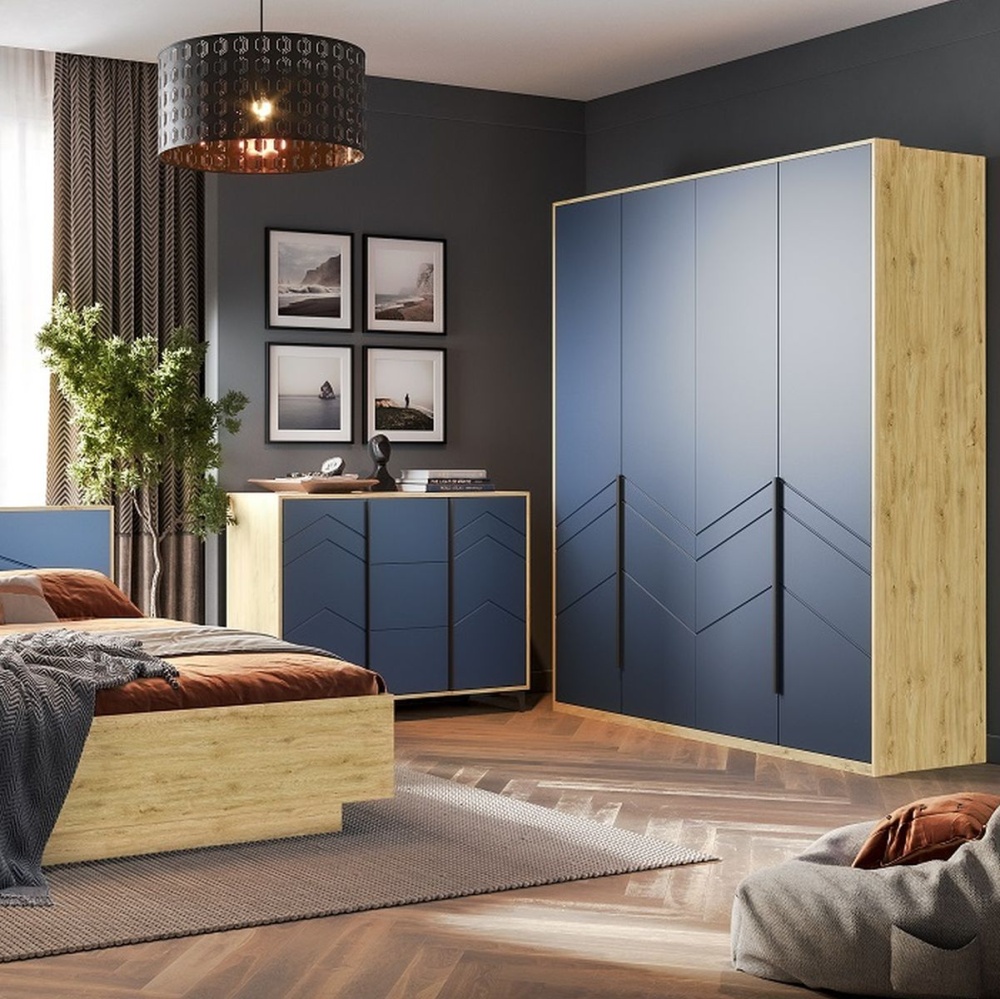 Спальня «Тиана» КМК 0967, дуб наварра/синий матовый в магазине «На диване» в Москве — Выгодная цена Спальня «Тиана» КМК 0967, дуб наварра/синий матовый в магазине «На диване» в Москве — Выгодная цена