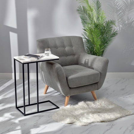 Придиванный столик Loft 50x30см, белый мрамор, чёрные ножки в магазине «На диване» в Москве  — Выгодная цена