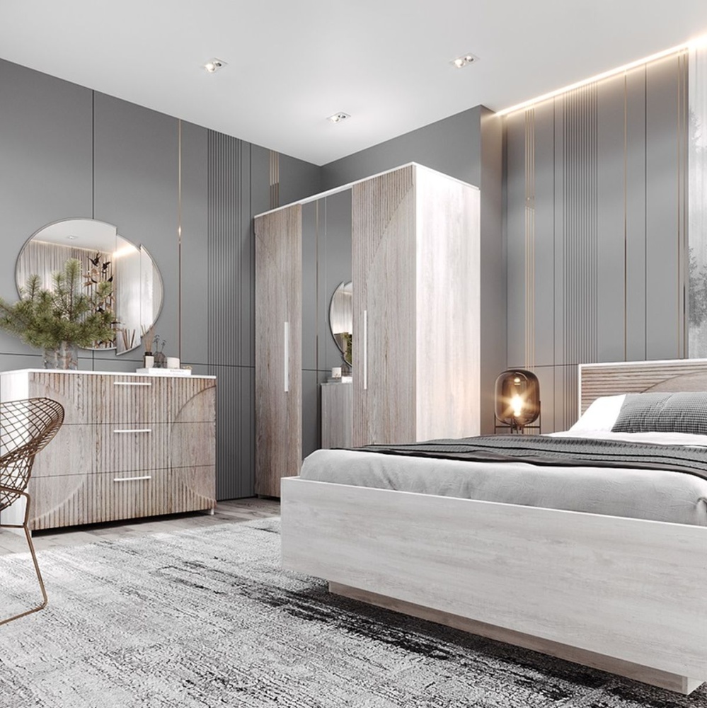 Спальня «Монтале» КМК 0966, бетон пайн светлый/астана в магазине «На диване» в Москве — Выгодная цена Спальня «Монтале» КМК 0966, бетон пайн светлый/астана в магазине «На диване» в Москве — Выгодная цена