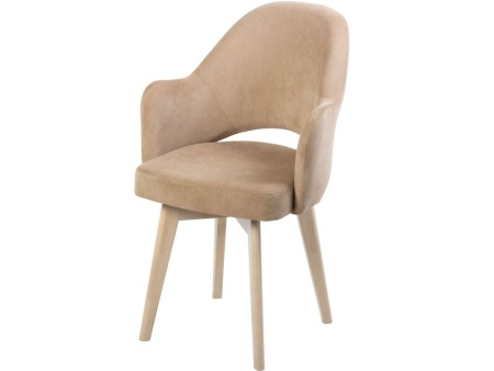 Полукресло КЛЕО, Инфинити 02 КАРАМЕЛЬ, Каркас КОМПАКТ МАССИВ, Дуб молочный в магазине «На диване» в Москве  — Выгодная цена