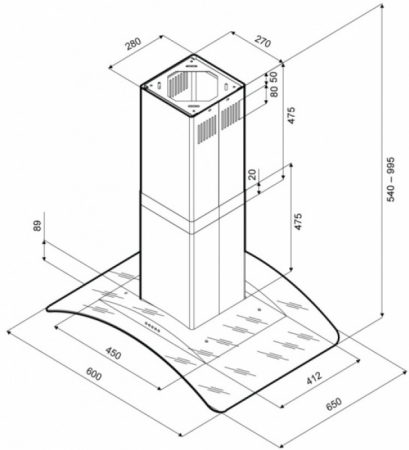 Островная вытяжка Krona Sharlotta isola 600 inox/glass 5P в магазине «На диване» в Москве  — Выгодная цена