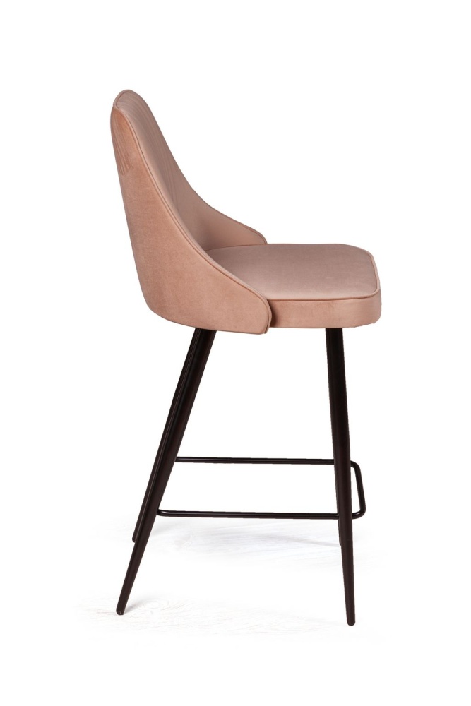 Стул полубарный Berg, бархат бежевый 5/ чёрный конус в магазине «На диване» в Москве — Выгодная цена Стул полубарный Berg, бархат бежевый 5/ чёрный конус в магазине «На диване» в Москве — Выгодная цена