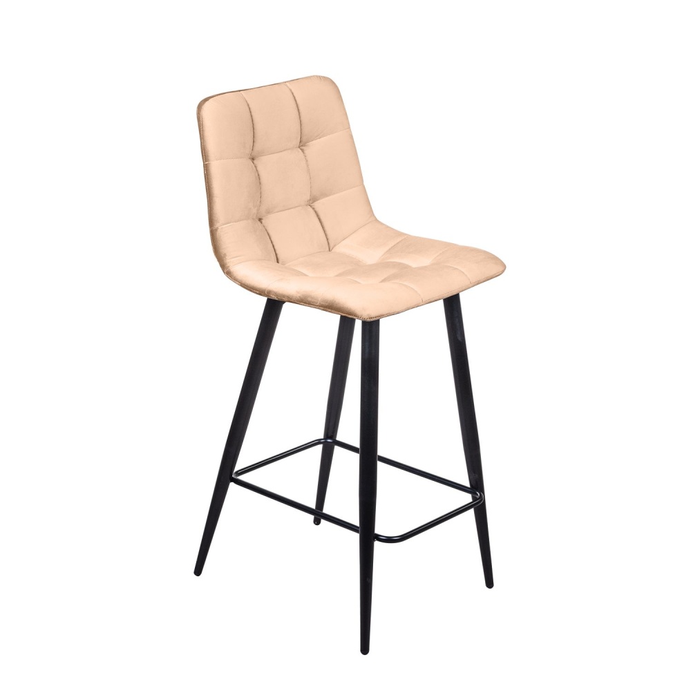 Стул полубарный UNO, комплект (2 шт), бархат бежевый 5 / чёрный конус в магазине «На диване» в Москве — Выгодная цена Стул полубарный UNO, комплект (2 шт), бархат бежевый 5 / чёрный конус в магазине «На диване» в Москве — Выгодная цена