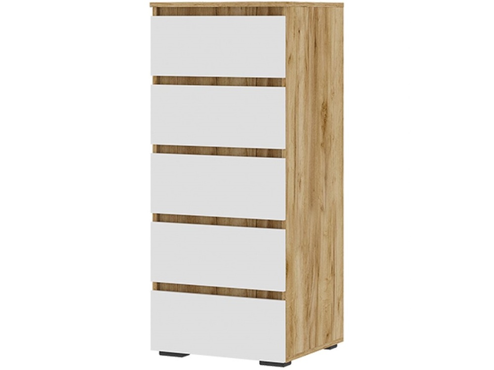 Комод «Хелен» КМ-03 5 ящиков, белый/дуб крафт золотой в магазине «На диване» в Москве — Выгодная цена