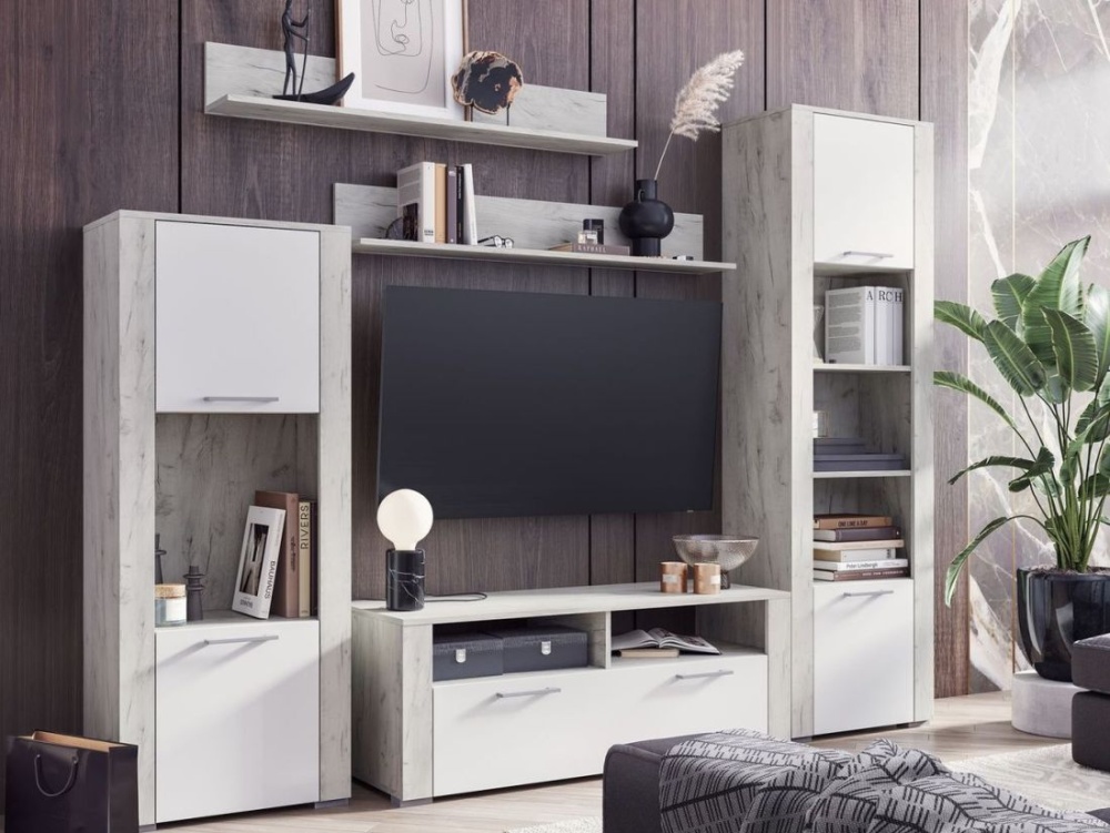 Стенка «Мирослава», МДФ Софт вайт/ Дуб Крафт Белый в магазине «На диване» в Москве — Выгодная цена