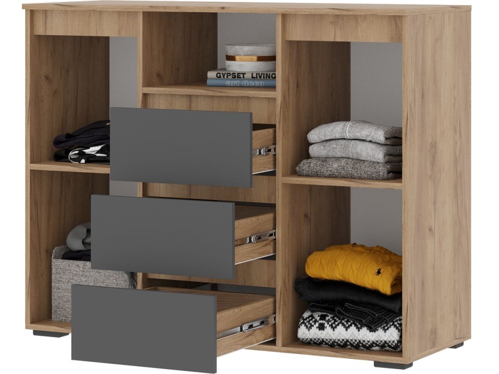 Комод «Хелен» КМ-01, графит/дуб крафт золотой в магазине «На диване» в Москве — Выгодная цена