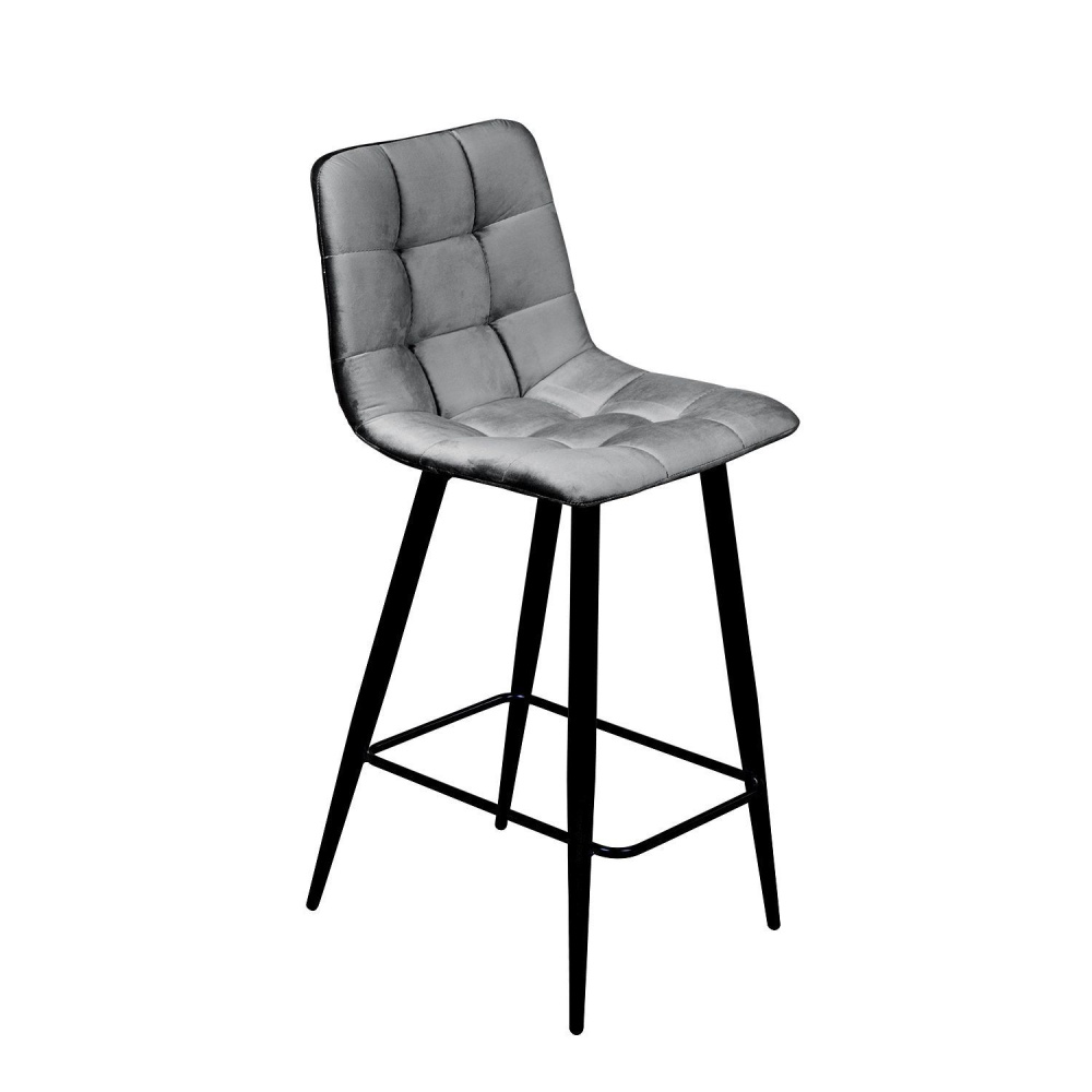 Стул полубарный UNO, комплект (2 шт), бархат светло-серый 26/ чёрный конус в магазине «На диване» в Москве — Выгодная цена Стул полубарный UNO, комплект (2 шт), бархат светло-серый 26/ чёрный конус в магазине «На диване» в Москве — Выгодная цена