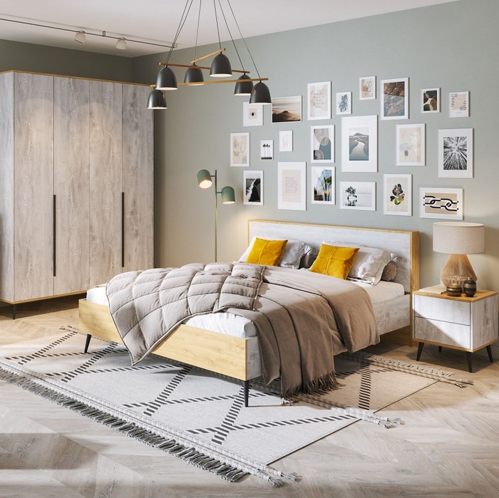 Спальня «Саванна» КМК 0973, бетон пайн светлый/дуб наварра в магазине «На диване» в Москве — Выгодная цена Спальня «Саванна» КМК 0973, бетон пайн светлый/дуб наварра в магазине «На диване» в Москве — Выгодная цена