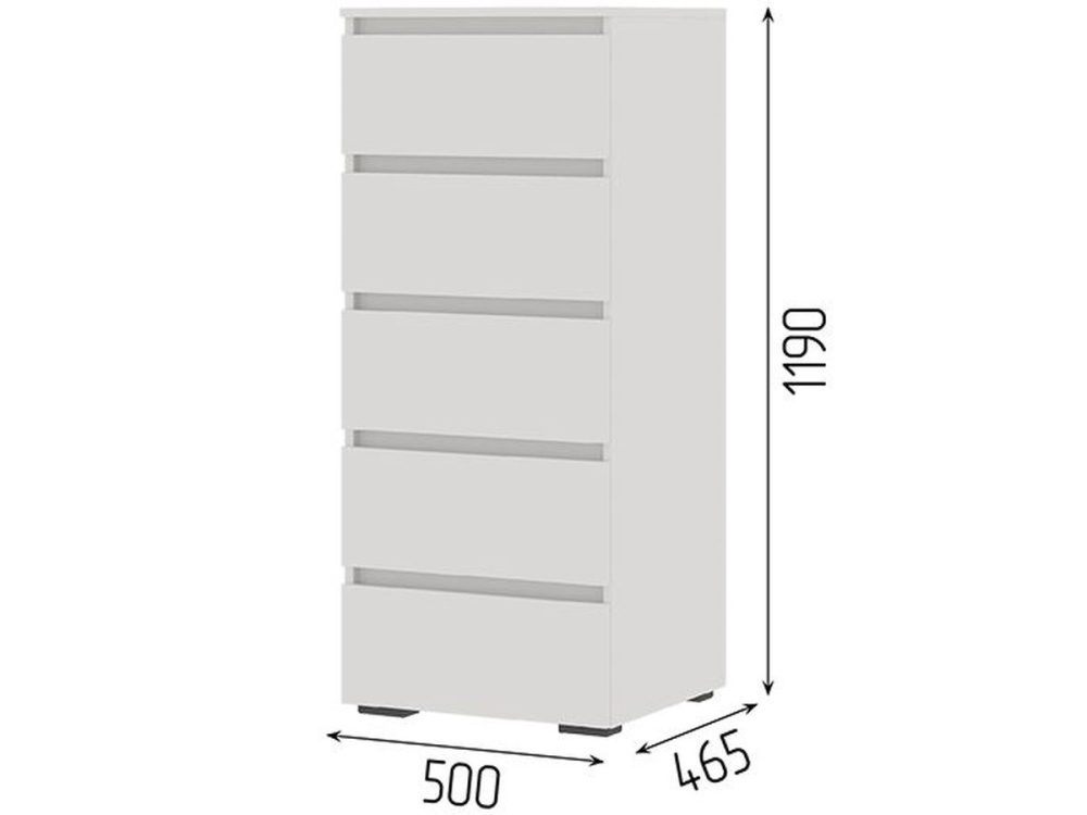 Комод «Хелен» КМ-03 5 ящиков, белый в магазине «На диване» в Москве — Выгодная цена