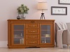 Комод Греденция Dreamline Палермо (4 ящика со стеклом) бук-дымчатый темный дуб 156х53х94